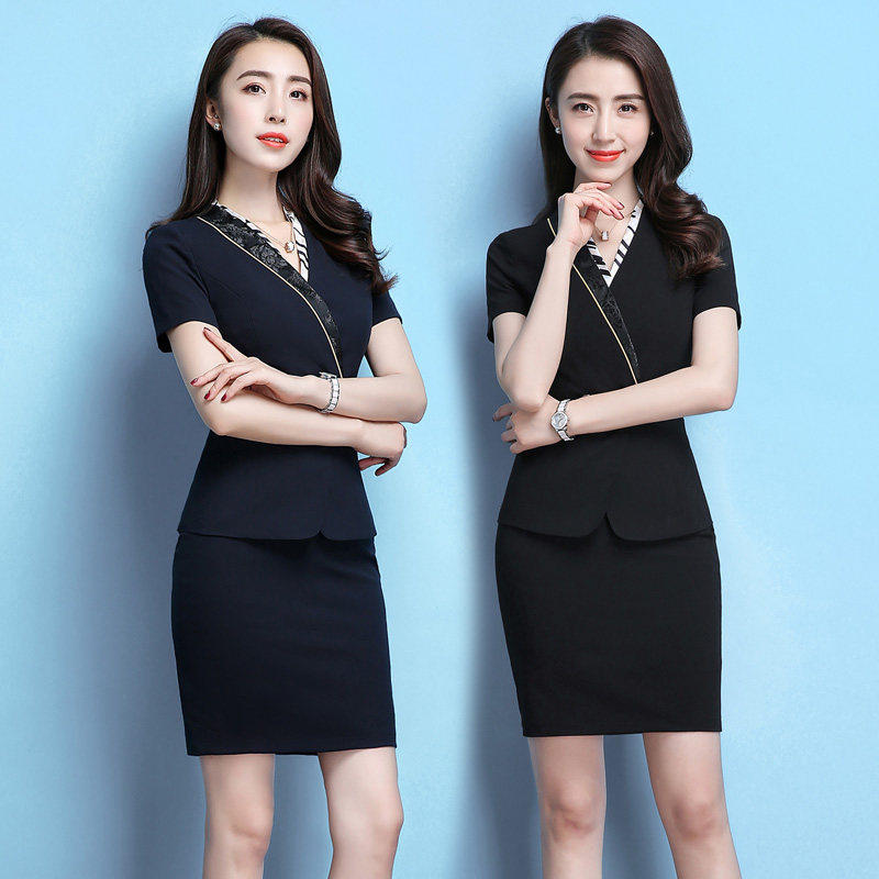酒店工作服夏装短袖女职业套装美容院前台服务员餐饮工装KTV制服