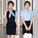衬衫 气质女短袖 美容院珠宝店售楼部工作服 夏新款 高端职业马甲套装