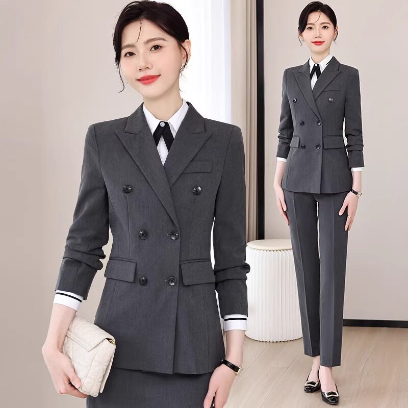 职业西装套装女春秋新款气质正装酒店经理工作服高端工装黑色西服