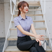 短袖 餐饮饭店服务员前台客服收银员工装 女夏装 酒店工作服职业衬衫