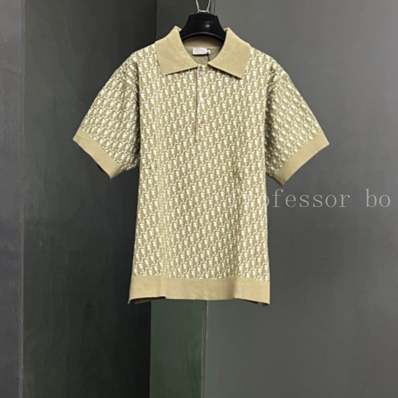 thumbnail for Spring/summer presbyopia logo knitted short sleeve men's business versatile top slim casual high-end roll-neck polo shirt