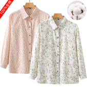 全棉碎花衬衫 上衣春秋奶奶老太太纯棉衬衣 长袖 中老年妈妈春装 新款