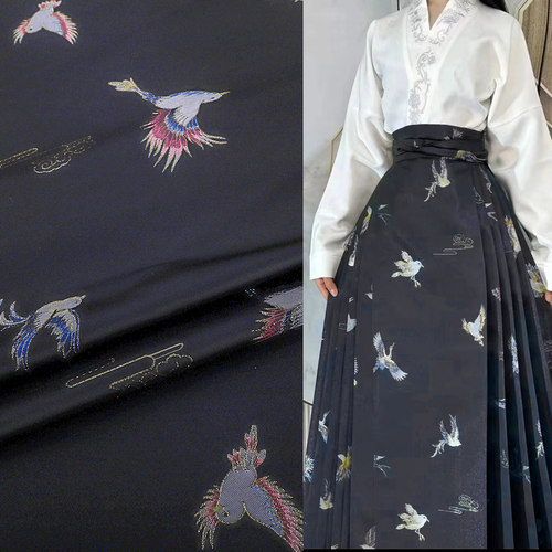 《SY029拾羽》织金马面裙中式汉服面料明制妆花服装暗纹提花布料