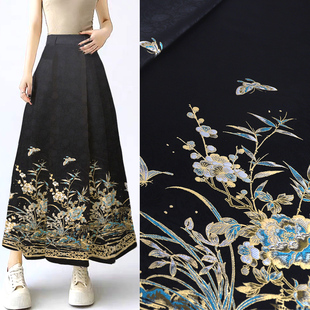 国风明制马面裙面料明制织金妆花高精提花布料 SY019兰桂齐芳