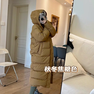 泡芙基础款冬新款内北方过膝长9格羽绒服外套女士现货保暖加厚连