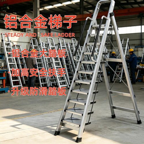 铝合金家用加厚防滑折叠梯