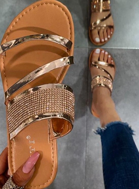 20254 summer slippers women flat sandals for ladies shoes 45