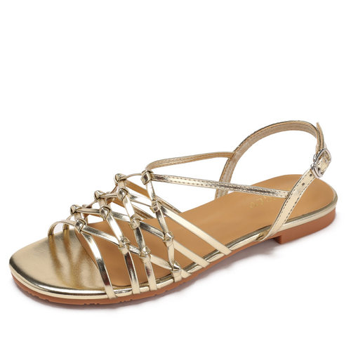 手工编织细带圆头后拌带凉鞋round toe back strap flat sandals