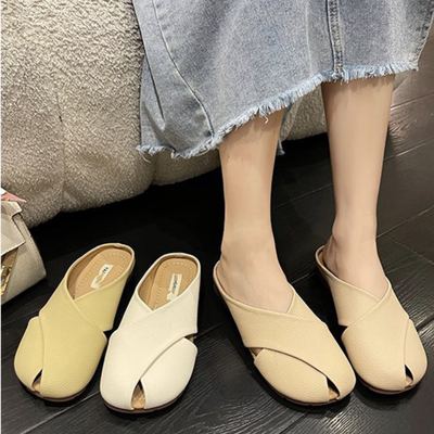 Women s summer Baotou flat sandals欧美女包头平底凉拖鞋