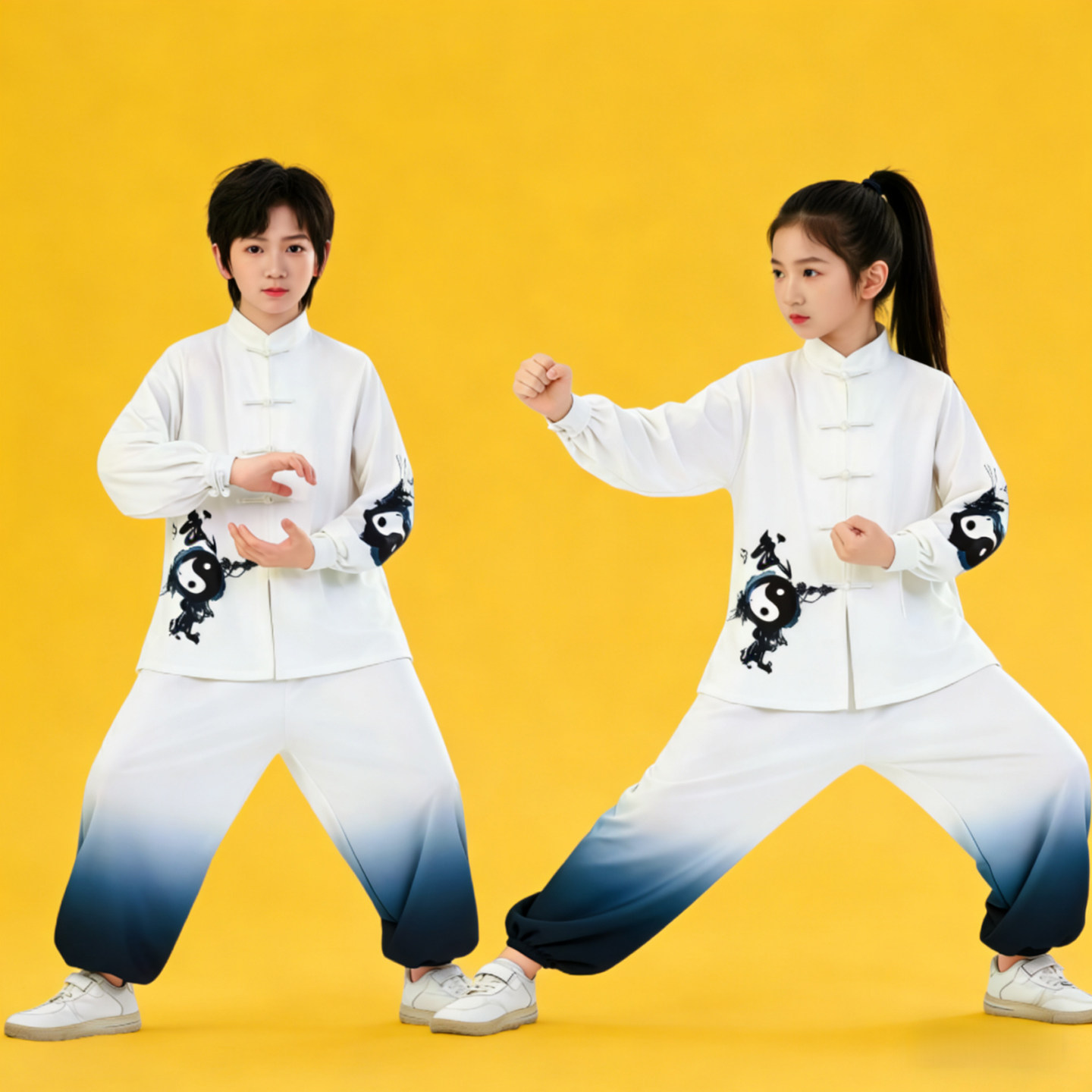儿童太极服中国风男女童武术服八段锦练功服运动会团体比赛表演服