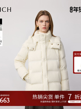 【90%鹅绒】PRICH时尚减龄连帽绗线羽绒服2025冬季新款保暖短款女
