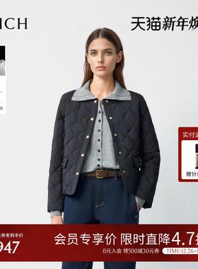 【90%鹅绒】PRICH时尚菱格绗线轻薄羽绒服2025冬新款保暖短外套女