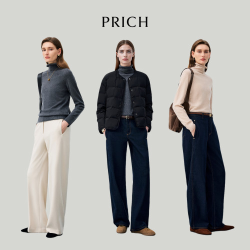 【舒心】PRICH【100%山羊绒】PRICH简约无缝高领卷边针织衫冬季毛