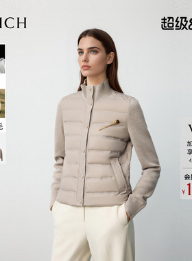 【90%鹅绒】PRICH时尚羊毛针织排骨羽绒服冬保暖短外套女
