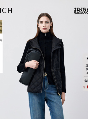 【三防+绵羊毛】PRICH时尚连帽菱格棉服收腰马夹女冬季