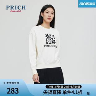 复古放款 PRICH春款 女 商场同款 印花绣花圆领卫衣体恤衫