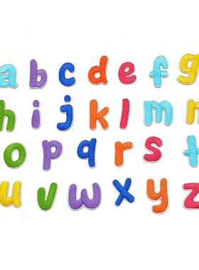 多巴胺26个小写字母布贴彩色英文数字刺绣自粘贴衣服装饰补丁贴