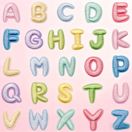 A-Z迷你小英文字母马卡龙色0-9数字刺绣补丁衣服围巾包包diy名字