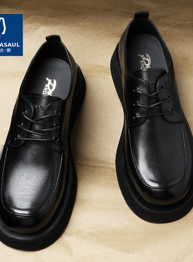 帕达索小众男士方头德比鞋复古男鞋厚底轻便透气休闲皮鞋250327