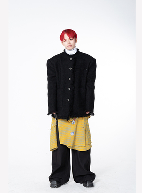 FEAR4FREE “穿搭制造者”猫须小香风夹克破边设计垫肩外套上衣