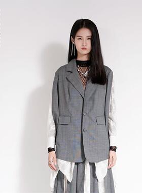 时装周订货 HANCHI 设计师品牌 灰色拼接西装