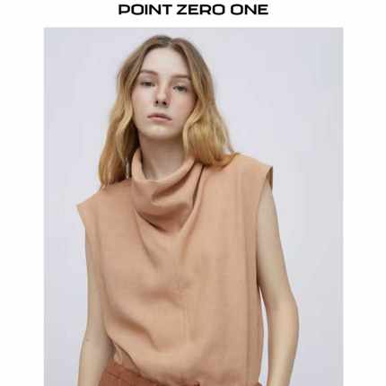 Point Zero One 小众设计师品牌 堆领无袖衬衫 AQ-13
