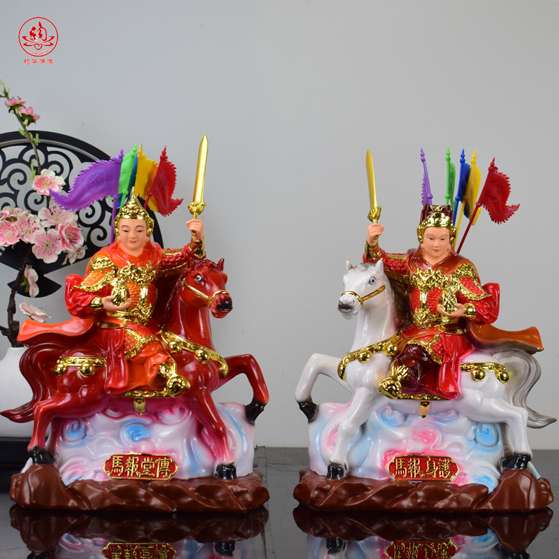 钧华树脂骑马将军黄小乐二灵童报马将军神像黄小跑佛像神像摆件
