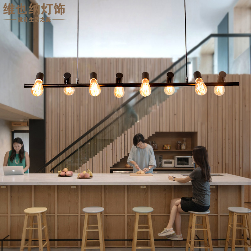 美式饭厅吊灯创意个性长条灯收银柜台咖啡厅吧台灯办公室工业防风