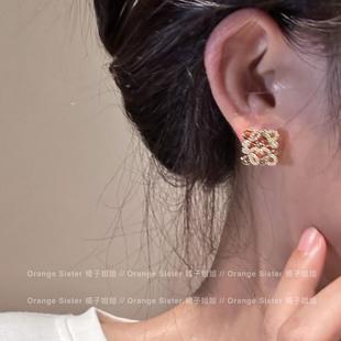 罗家满钻耳钉女款2024新款爆款夏天高级感设计感字母锆石耳饰耳环