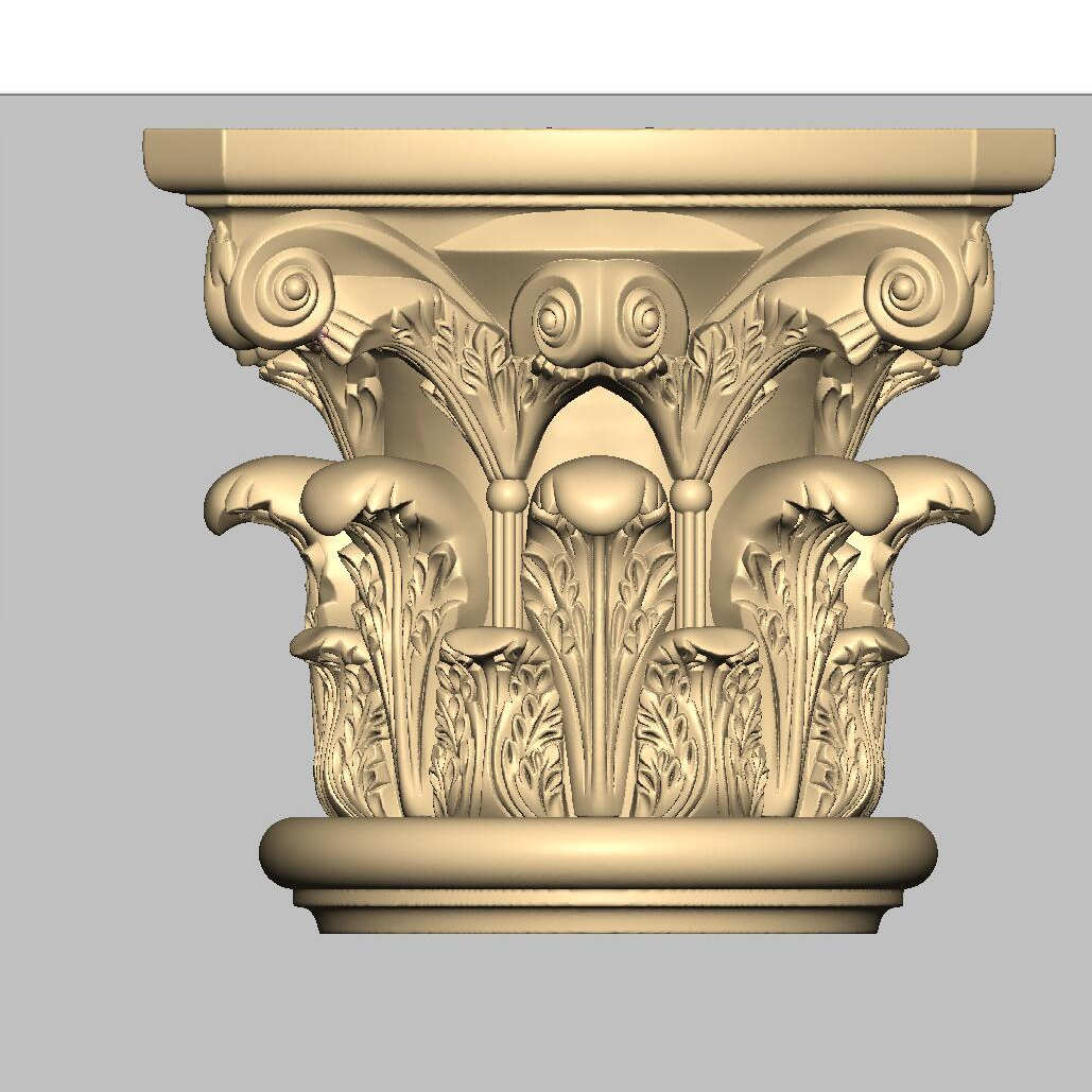 建模精修欧式楼梯洋花柱头罗马柱STL格式三维立体圆雕石雕图