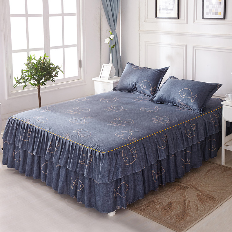 特惠斜纹纯棉床裙床罩床套全棉送枕套三件套席梦思防滑保护套1.8,床上用品,床裙,淘宝优惠券,粉丝福利购,淘宝优惠卷