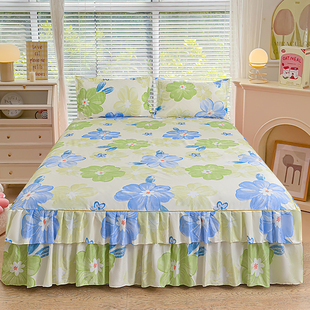 全棉床品单件活性棉床裙床罩床垫罩床单1.5 防滑床套 1.8床韩版