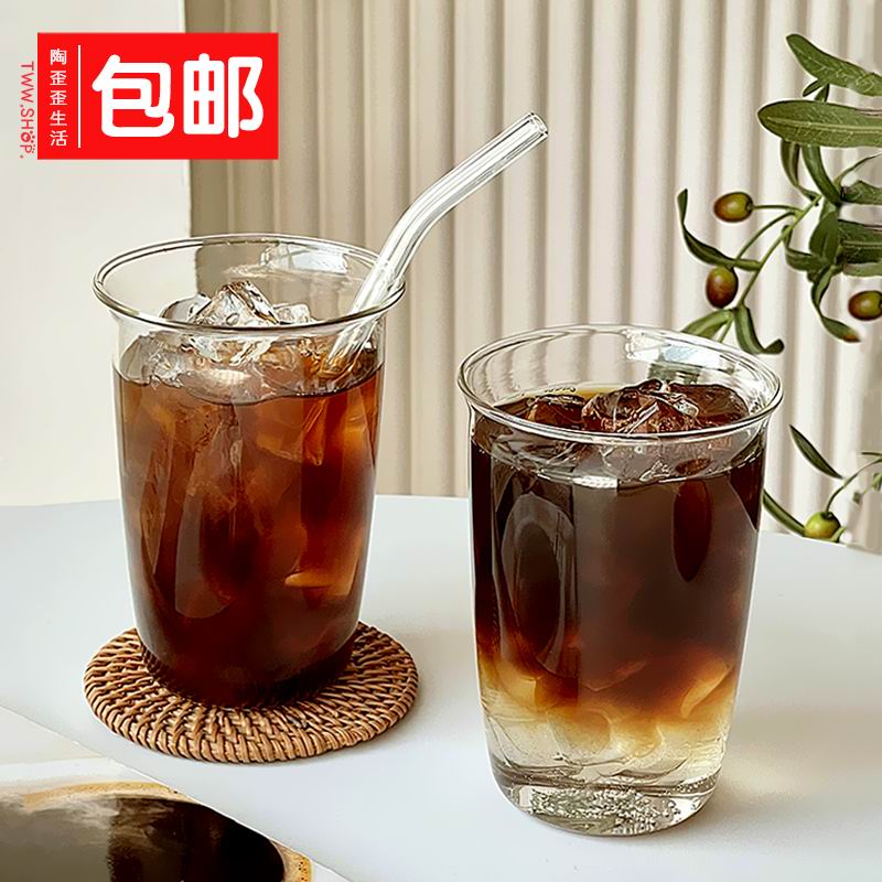 日式反口玻璃杯耐高温水杯咖啡杯