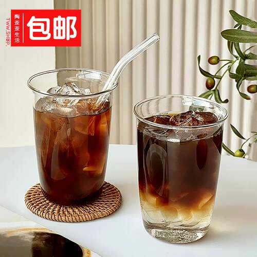日式反口玻璃杯耐高温水杯咖啡杯