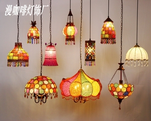 西域风情新疆餐厅彩色晶体珠子吊灯波西米亚东南亚风格灯饰灯具