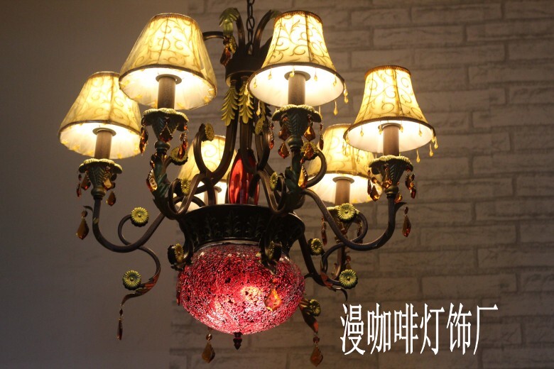 漫咖啡厅吊灯西餐厅酒吧铁艺吊灯网咖服装店个性吊灯LED灯泡