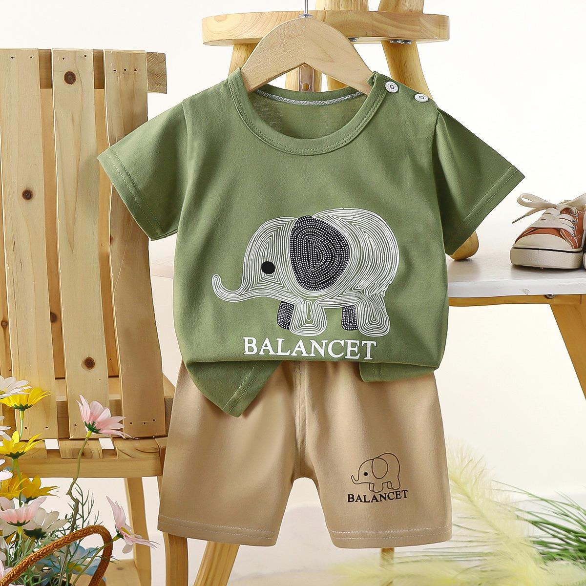 童儿童短袖套装男HB02童夏季男纯棉恤宝宝童装女婴儿衣宝服童装