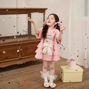 女童袖短恤夏季20271605新款装女孩夏款儿童童装上衣夏潮酷连衣裙