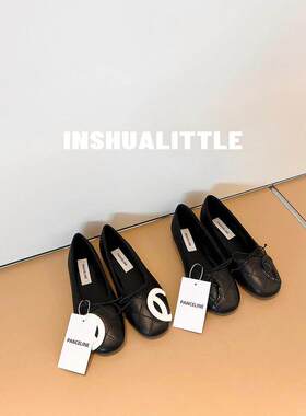 INISK12.18/！自带高级感~ 25s字母拼色芭蕾鞋平底单鞋 女