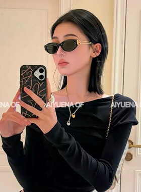 Jennie同款金属架椭圆猫眼墨镜