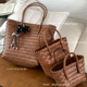 2026年新款 藤编手提包女复古茶色手工编织包大容量菜篮子单肩包