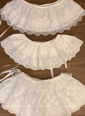 法式白色蕾丝屁帘女春夏新款芭蕾风系带叠穿裙帘甜美百搭遮肉短裙