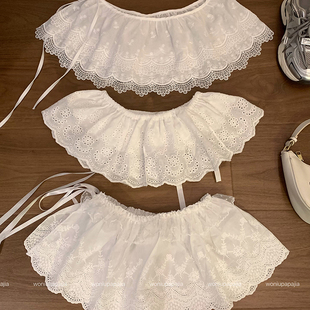 法式白色蕾丝屁帘女春夏新款芭蕾风系带叠穿裙帘甜美百搭遮肉短裙