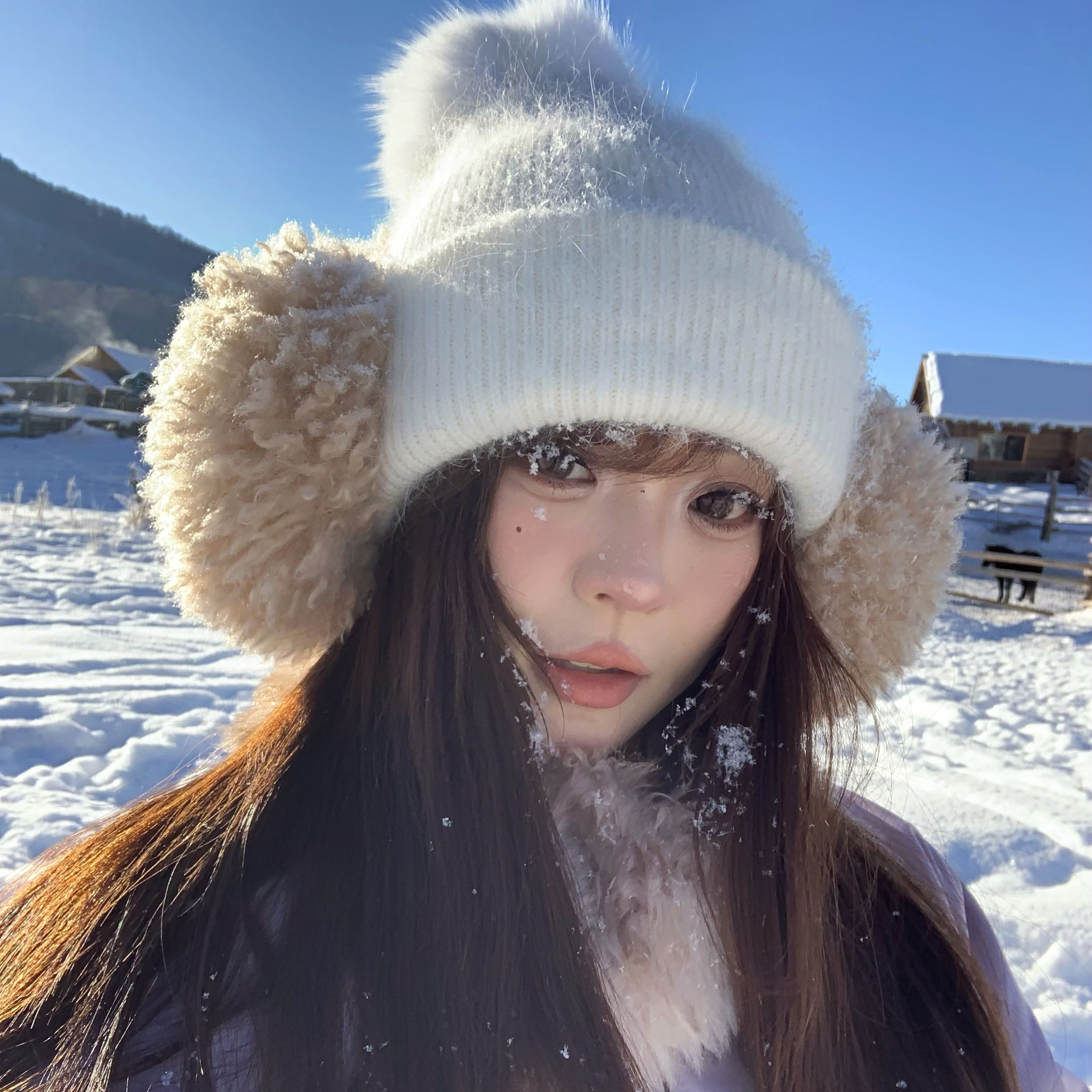兔毛帽子女2025新款冬季东北雪地保暖白色针织帽毛线帽护耳冷帽女,服饰配件/皮带/帽子/围巾,帽子,淘宝优惠券,粉丝福利购,淘宝优惠卷