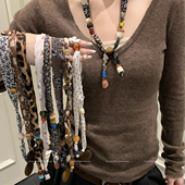 蜗牛爬爬家2026春新款 丝巾项链女高级感小众设计感毛衣链挂脖配饰