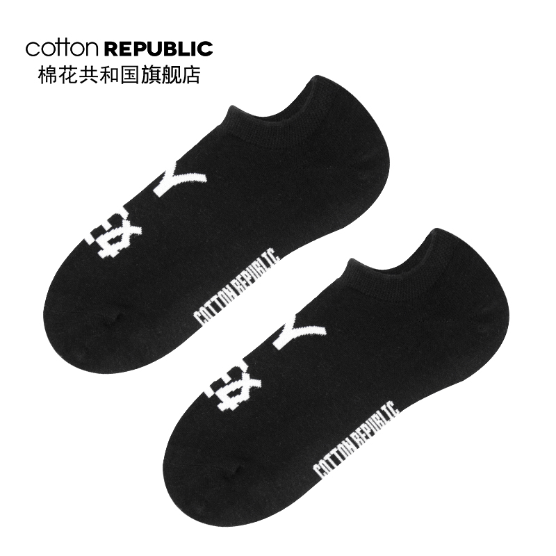 Cotton Republic/棉花共和国女士船袜2019春夏休闲棉袜情侣提花袜