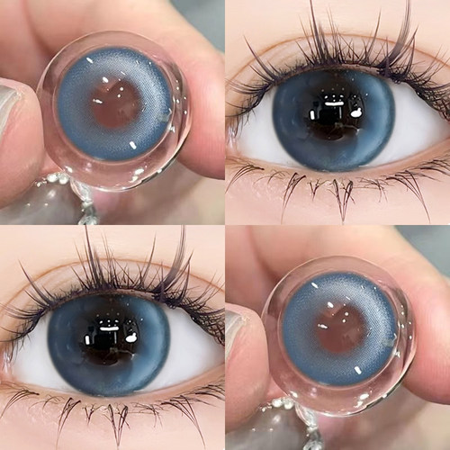 蓝色椰奶冻美瞳半年抛14.5mm大小直径浅瞳高清舒适隐形近视眼镜ws