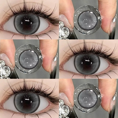 2片装】燕麦奶灰美瞳月抛大小直径带度数学生自然混血隐形眼镜ws