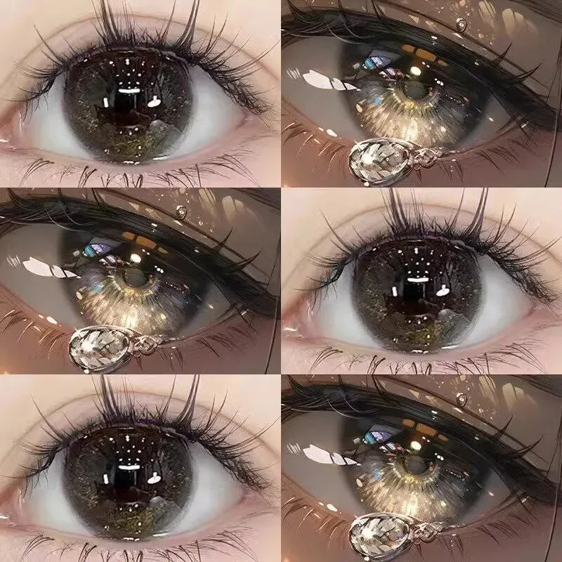 2片装】灰色美瞳半年抛cos混血锁边大小直径带度数近视隐形眼镜ws