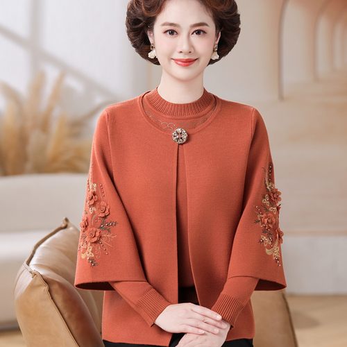 赋妤妈妈秋装外套针织两件套上衣